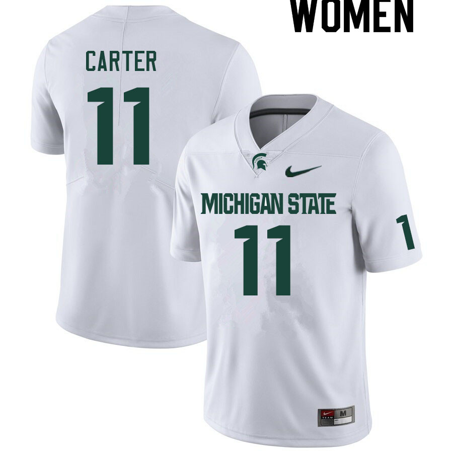 Women #11 Quavian Carter Michigan State Spartans College Football Jerseys Sale-White